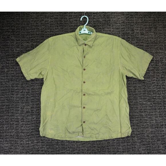 Tommy Bahama Other - Tommy Bahama Shirt Mens XL Green Silk Jacquard Floral Print Aloha Beach Hawaiian